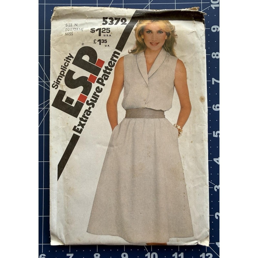 Simplicity E.S.P. Pattern 5372 Misses' Pullover Sleeveless Dress Size 10-14 UC‎